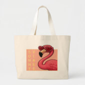 Roze Flamingo Zonnige Sfeer Grote Tote Bag (Voorkant)