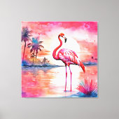 Roze flamingo zonsondergang canvas afdruk (Voorkant)