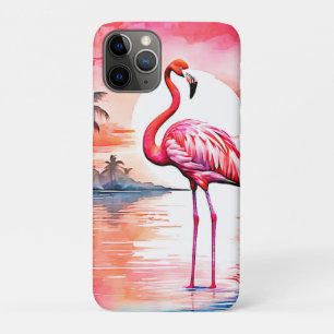 Roze flamingo zonsondergang iPhone 11 pro hoesje