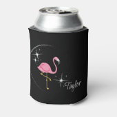 Roze Flamingo Zwarte Koelbox Blikjeskoeler (Blikje Achterkant)