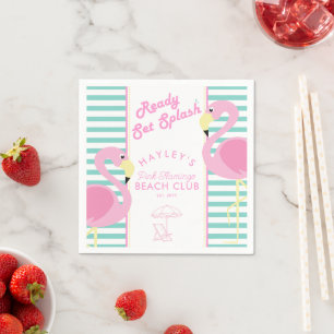 Roze Flamingo Zwembad Feestje Servet