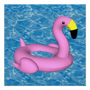 Roze flamingo zwembad speelgoed perfect poster