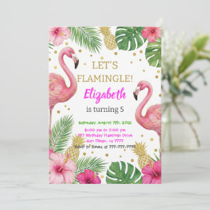 Roze Flamingo Zwembad Verjaardagsfeestje Kaart