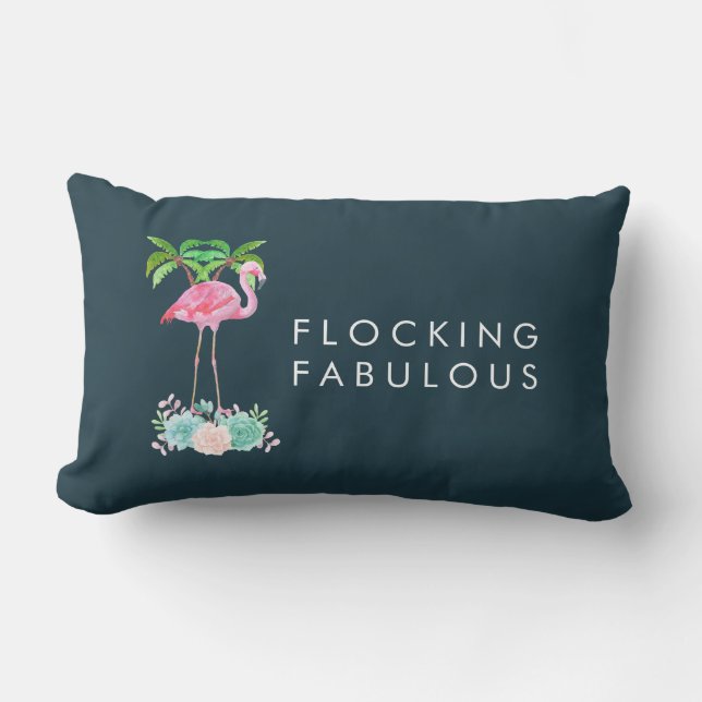 Roze FlamingoFlocking Fabulous Kussen (Voorkant)