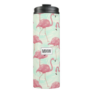 Roze Flamingos aangepaste monogram tumbler Thermosbeker