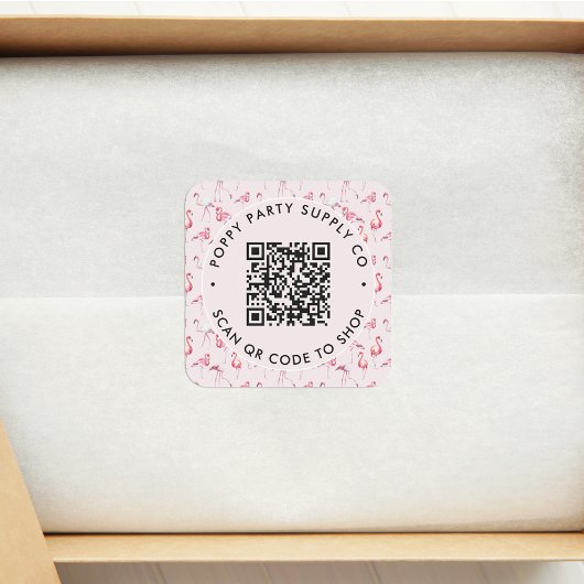 Roze Flamingo's Aangepaste QR-code Winkel Sticker