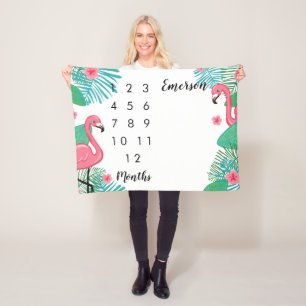 Roze Flamingos Baby Maandelijkse mijlpaal Fleece Deken