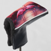 Roze Flamingo's bij zonsondergang Golfheadcover (3/4 voorkant)