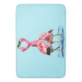 Roze Flamingo's Blauwe Badmat Aangepaste kleur - T (Voorkant Verticaal)