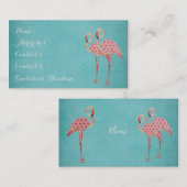 Roze Flamingos Blue Visitekaartje (Voorkant / Achterkant)