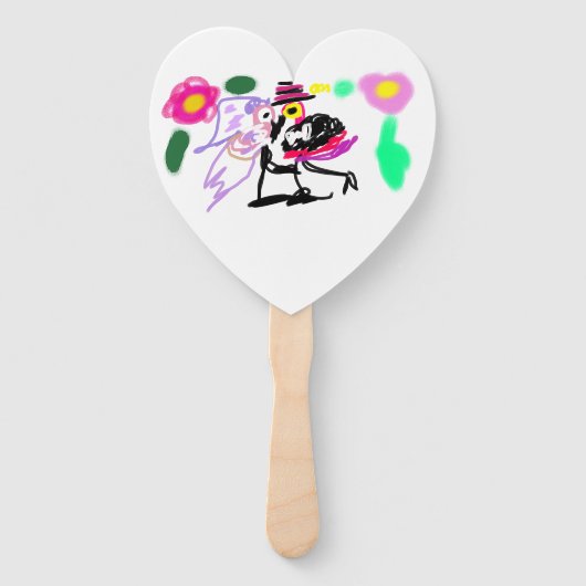 Roze flamingo's bruiloft handwaaier (Voorkant)