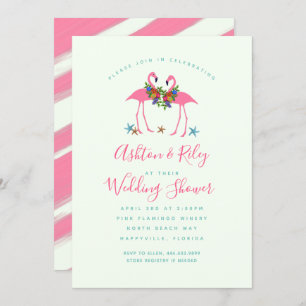Roze flamingos Couples Wedding Shower Invitation Kaart