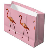 Roze Flamingos Custom Gift Bag - Groot, glanzend Groot Cadeauzakje (Voorkant Gekanteld)