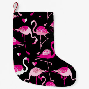Roze flamingo's, donker naadloos patroon. kleine kerstsok