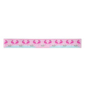 Roze flamingo's en broedend baby roze striplint lint (Voorkant)