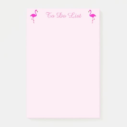 Roze flamingos en kalligrafie op licht roos goud post-it® notes (Voorkant)