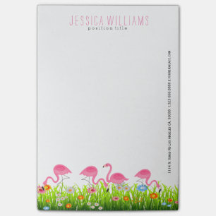 Roze flamingo's en kleurrijke lentebloemen post-it® notes