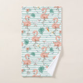 Roze flamingo's en meeuwen bad handdoek (Handdoek)