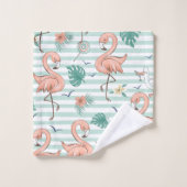 Roze flamingo's en meeuwen bad handdoek (Wasdoekje)