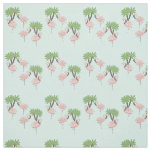 Roze flamingos en palmbomen stof