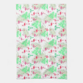 Roze flamingos en palmbomen theedoek (Verticaal)