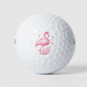 Roze flamingo's en vlinders golfballen