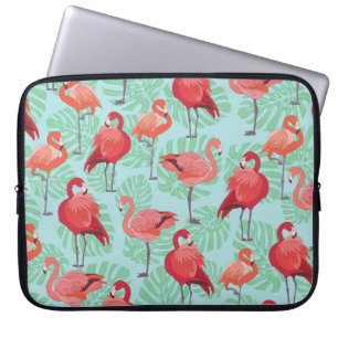 Roze Flamingo's: Exotisch naadloos patroon. Laptop Sleeve