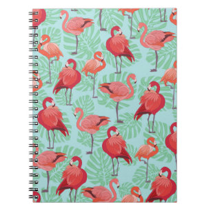 Roze Flamingo's: Exotisch naadloos patroon. Notitieboek