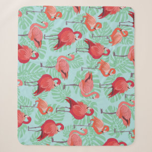Roze Flamingo's: Exotisch naadloos patroon. Sherpa Deken