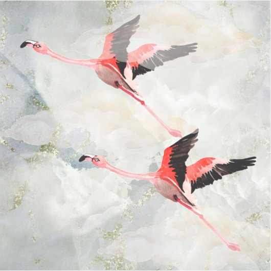 Roze Flamingos Flying Marble Sky Sticker (Voorkant)