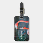 Roze Flamingo's Foto Besties Script Stijlvol Moder Bagagelabel (Voorkant verticaal)
