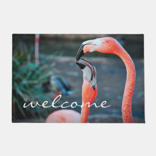 Roze Flamingo's Foto Welkom Script Modern Stijlvol Deurmat