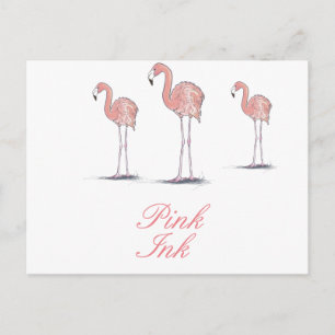 Roze Flamingos Fun Cute Tekening Briefkaart