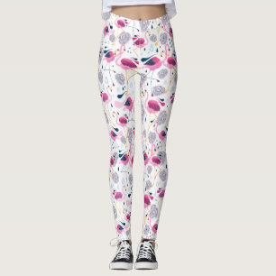 Roze Flamingo's gestileerde tropische bloemen patr Leggings