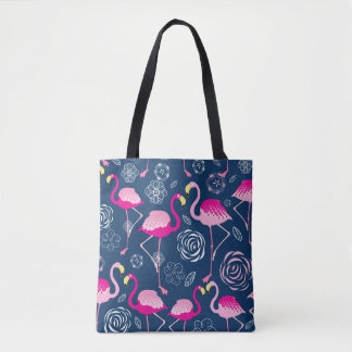 Roze Flamingo's: Grafisch Donker Patroon Draagtas