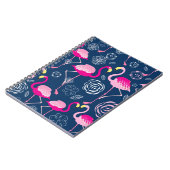 Roze Flamingo's: Grafisch Donker Patroon Notitieboek (Linkerzijde)
