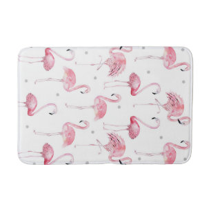 Roze Flamingos Gray Polka Dots Chic Tropical Badmat