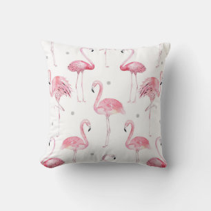 Roze Flamingo's Grijze Stippen Chic Minimaal Aange Kussen