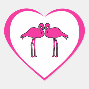 Roze Flamingo's Hart Stickers