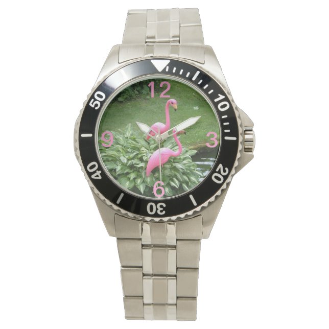 ROZE FLAMINGOS horloge (Voorkant)