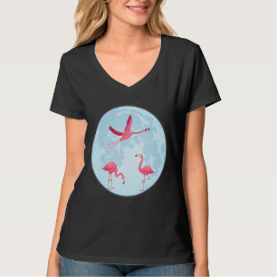 Roze flamingos in een volle gloeiende beweging die t-shirt