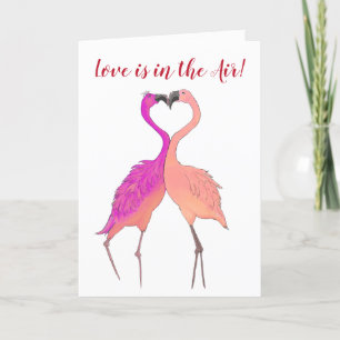 Roze Flamingo's in Liefde Hart Kleurrijke Valentij Feestdagen Kaart
