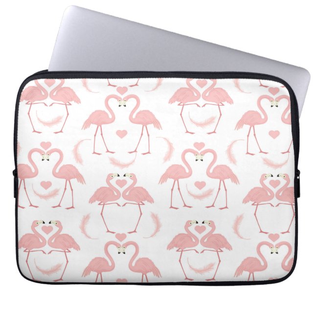 Roze Flamingo's in Liefde Patroon Laptop Sleeve (Voorkant)