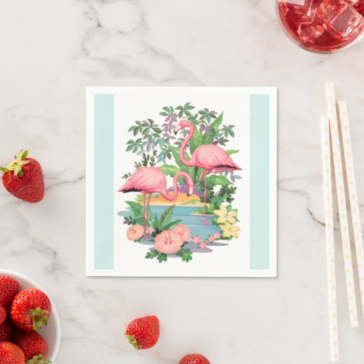 Roze Flamingo's in Paradise Papieren servetten (Insitu)