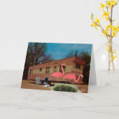 Roze Flamingo's Kaart (Gele Bloem)