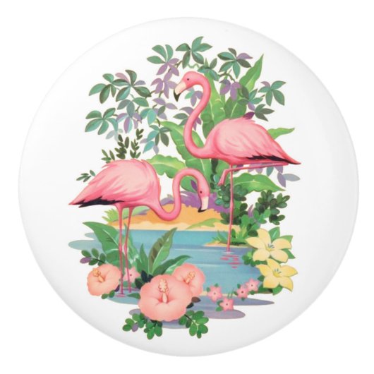 Roze flamingos keramische wasmachine of kast keramische knop (Voorkant)