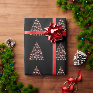 Roze Flamingo's Kerstboom Vakantie Feestelijke Ker Cadeaupapier