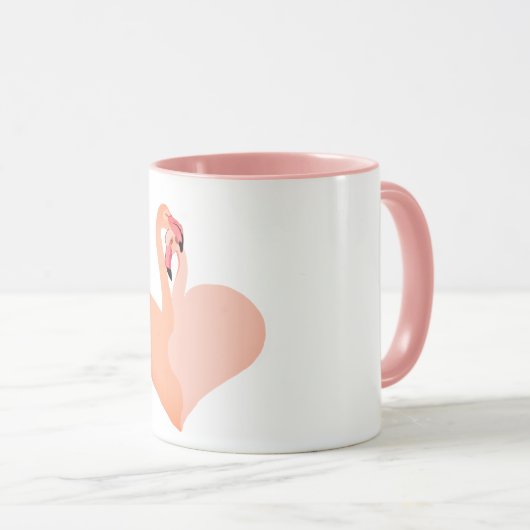 Roze Flamingo's Love Circle Ornament, Flamingo Mok (Voorkant rechts)