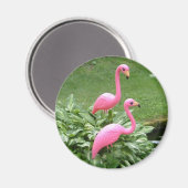 ROZE FLAMINGOS magneet (rond) (Voorkant / Achterkant)