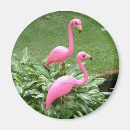ROZE FLAMINGOS magneet (rond)